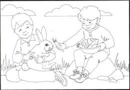 1 Eire Ireland Postal Stationery Entier 1987 Clown Flower Sun Rabbit Carrot Vegetables Cloud Children - Entiers Postaux