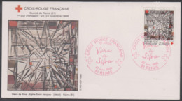 Année 1986 - N° 2449 - Croix-Rouge : Vitrail De Vieira Da Silva - St Jacques - Env. 1er Jour - Obl. Reims 22 Nov. 1986 - 1980-1989