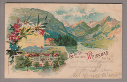 AK CH AI Weissbad 1899-06-29 Langstempel Litho Hotel,Bad Walter Marty - Weissbad 