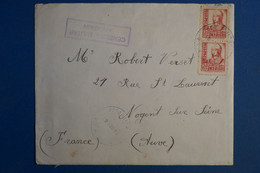 AG11  ESPANA  BELLE  LETTRE CENSUREE GUERRE CIVILE 1937 ANDOAIN  POUR NOGENT  FRANCE + PAIRE TP+ AFFRANCH. INTERESSANT - Republicans Censor Marks