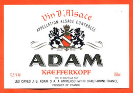 étiquette De Vin D'alsace Adam Kaefferkopp Adam à Ammerschwihr - 75 Cl - Riesling