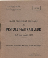 Guide Technique Sommaire Du Pistolet8 Mitrailleur De 9 Mm Modèle 1949  N°2106 EMA/ARMET/ 1964     VPN366 - Documenten