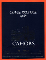 étiquette De Vin De Cahors Cuvée Prestige 1988 - 75 Cl - Cahors