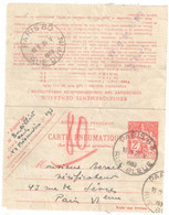 PARIS 83 Rue Bleue Carte Lettre Pneumatique 2 F Chaplain Yv 2606 Storch 2606 Ob 1938 - Neumáticos