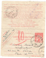 PARIS 83 Rue Bleue Carte Lettre Pneumatique 2 F Chaplain Yv 2606 Storch 2606 Ob 1938 - Pneumatiques