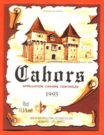 étiquette De Vin De Cahors C1995 Caves Du Roc à Cahors - 75 Cl - Cahors