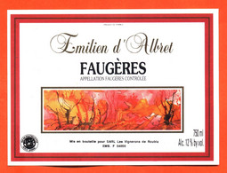 étiquette De Vin De Faugères émilien D'albret  - 75 Cl - Vin De Pays D'Oc