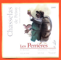 étiquette Autocollante De Vin Suisse Chasselas De Peissy Les Perrières 2000  - 75 Cl - Maitre Chai - Vin De Pays D'Oc
