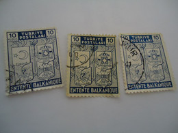 TURKEY   3  USED STAMPS ENTENTE - Otros & Sin Clasificación