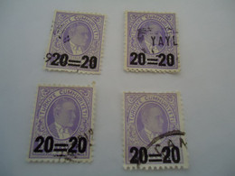 TURKEY   4 USED STAMPS OVERPRINT - Altri & Non Classificati