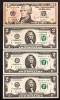 Usa Stati Uniti 10 $ 2013 + 3 X 2 $ Consecutivi 2017 LOTTO 1598 - Biljetten Van De  Federal Reserve (1928-...)