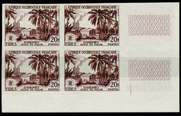 AOF Afrique Occidentale 1956 FIDES 20F Dahomey Bloc De 4 Coin De Feuille NON DENTELE ** MNH TTB  2 Scan - Brieven En Documenten
