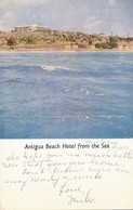 Antigua Beach Hotel From The Sea  P. Used 2 Stamps 1952 Leeward Islands  Vertical Crease - Antigua Und Barbuda