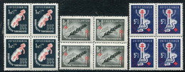 YUGOSLAVIA 1948  Anti-Tuberculosis Campaign Blocks Of 4 MNH / **.  Michel 536-38 - Unused Stamps