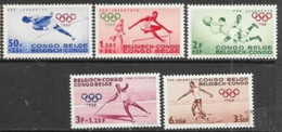Belgian Congo  1960  Sc#B43-7  Olympics Set  MLH  2016 Scott Value $5.45 - 1947-60: Nuevos