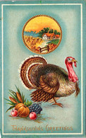 Thanksgiving Greeting With Turkey 1910 - Thanksgiving