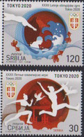 SERBIA, 2021, MNH, TOKYO OLYMPICS, SWIMMING, GYMNASTICS, FISH, BIRDS, 2v - Summer 2020: Tokyo