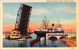 Texas Corpus Christi Steamer Passing Under Bascule Bridge Curteich - Corpus Christi