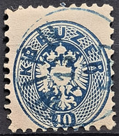 AUSTRIA 1863/64 - BLUE Cancel - ANK 33 - 10kr - Gebruikt
