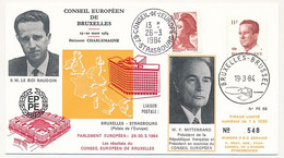 BELGIQUE - Env. Affr 11F Obl Bruxelles 1984 + Conseil De L'Europe - Illust. SM Le Roi Beaudoin + François Mitterrand - Storia Postale