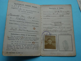 GLAMORGAN COUNTY POLICE ( Certificate Of Registration Of An ALIEN SEAMAN ) Dutch J. COLE > 1919 ( See Photos ) - Non Classificati