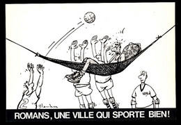 CPM / CPSM 10.5x15 Drôme ROMANS Salon CP 20/21-05-1989 Une Ville Qui Sporte Bien VOLLEY-BALL Illustrateur Blanchon - Romans Sur Isere