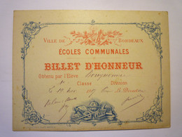 2021 - 3859  Ville De BORDEAUX  -  ECOLES COMMUNALES  :  BILLET D'HONNEUR  1917   XXX - Non Classés