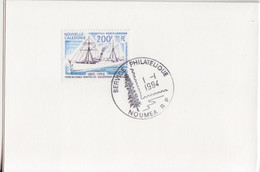 Bristol De L'Office Des Postes Obl. Premier Jour Nouméa Le 1/1/94 Sur PA 306 (Le François Arago) - Storia Postale