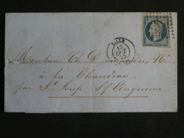 B45 FRANCE LETTRE 1855 RARE LILLE N° 10 POUR CHAUDEAU PAR PARIS + AFFRANCHISSEMENT INTERESSANT - 1852 Luis-Napoléon