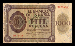 España 1000 Pesetas Burgos 1936 Pick 103 Serie B BC F - 1000 Pesetas