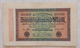 Germany 1923 - 20 000 Mark Reichsbanknote - No A-WK 031728 - P# 85b - VVF - 20.000 Mark