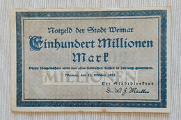 Germany 1923 - 100 Millionen Mark - Stadt Weimar - Near UNC - Unclassified