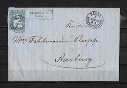 1854-1862 HELVETIA / STRUBEL (Ungezähnt) → FALTBRIEF Von BASEL Nach AARBURG     ►SBK-23B4.Vb◄ - Covers & Documents