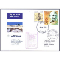 2021 – Mahatma Gandhi 150th Anniv. Cyprus Lufthansa Flight Cover    (**) - Storia Postale