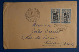 AG12 ALGERIE   BELLE  LETTRE  1950 ALGER   A  PARIS FRANCE ++PAIRE DE TP  + AFFRANCH.PLAISANT - Brieven En Documenten