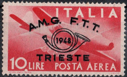 ITALIA, ITALY, TRIESTE, ZONA A, CONGR. FIL., POSTA AEREA, 1948, 10 L., NUOVO (MNH**) Mi:IT-TR 54, Scott:IT-TR C17 - Luchtpost