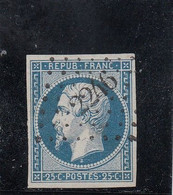 France - Année 1852 - N°YT N°10 - Type Présidence,  Oblitéré Losange PC - Signé - 1852 Louis-Napoleon