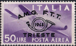 ITALIA, ITALY, TRIESTE, ZONA A, CONGR. FIL., POSTA AEREA, 1948, 50 L., NUOVO (MNH**) Mi:IT-TR 56, Scott:IT-TR C19 - Luchtpost