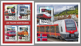 CENTRALAFRICA 2021 MNH Norwegian Trains Norwegische Eisenbahnen Trains Norvegiens M/S+S/S - OFFICIAL ISSUE - DHQ2147 - Treni