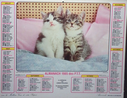 Calendrier Almanach Lavigne  Facteur 1985 Chat Chaton Chien Chiot Calvados - Grand Format : 1981-90