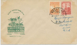 MEXICO 1933 VF Maiden Voyage Of The "Santa Lucia" From Mexico To USA With CDS "MAZATLAN / SIN", Rare Ship Mail - Mexique