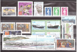 SPM - 1996 - Année Complète - Timbres N° 624 à 640A + PA 75 - Neufs ** - Années Complètes