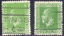 NEW ZEALAND 1925, King George V 1/2 D. Green VFU, MAJOR VARIETY: Indication Of Value And Crown Almost Disappeared Due To - Variedades Y Curiosidades