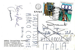 GRECIA GREECE HELLAS - 1991 Cartolina Illustrata Per Italia Con 2 Francobolli (1 Giochi Mediterraneo Basketball) - 5814 - Lettres & Documents