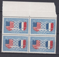 N° 840 Amitié Franco-américaine: Beau Bloc De 4 Timbres Neuf Impeccable Sans Charnière - Unused Stamps