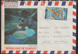Djibouti Air Mail Cover Franked W/1984 Los Angeles Olympic Games Preolympique Posted Djobouti 1991 (DD32-61) - Summer 1984: Los Angeles