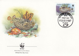 FDC ANTIGUA & BARBUDA 1010,fishes,WWF 4 - Antigua Und Barbuda (1981-...)