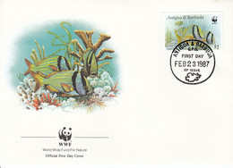 FDC ANTIGUA & BARBUDA 1013,fishes,WWF 4 - Antigua Und Barbuda (1981-...)