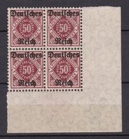 Deutsches Reich - Dienstmarken - 1920 - Michel Nr. 56 Viererblock Ecke - Postfrisch - 260 Euro - Dienstzegels