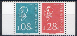 2021-75è SALON PHILATELIQUE - " Une Paire à 1.08 € Bleu+1.28 € Rouge "  Bords Du Carnet Marianne De BEQUET 1971 Neuf - Ungebraucht